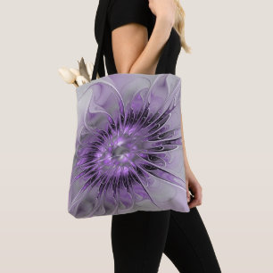 Bolso De Tela Flor de Lavanda Sueño Arte Fractal Resumen Moderno