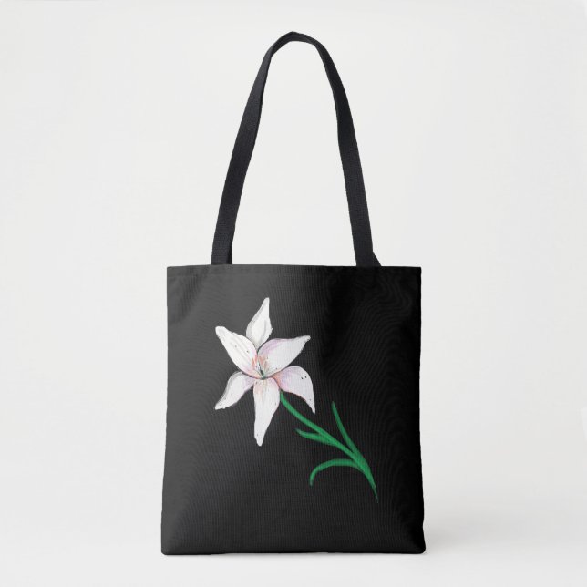 Bolso De Tela Flor de Lirio Blanco (Anverso)
