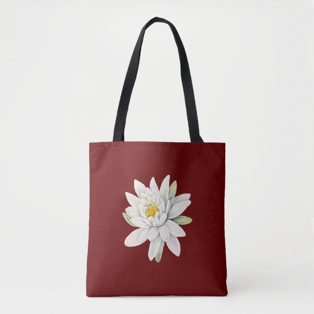 Bolso De Tela Flor de lirio de agua blanca (Anverso)