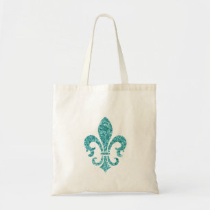 Bolso De Tela Flor de lis de la mirada del purpurina de la