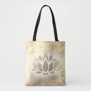 Bolso De Tela flor de loto dorado