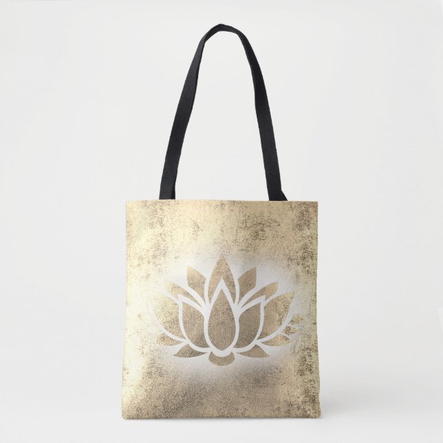 Bolso De Tela flor de loto dorado (Anverso)