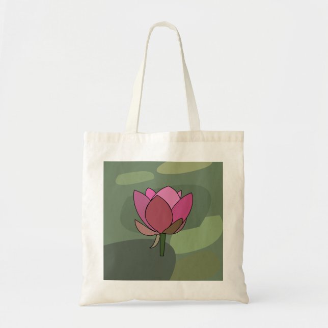 Bolso De Tela Flor de Loto Rosa (Frente)
