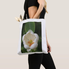 Bolso De Tela flor de magnolia blanca foto -