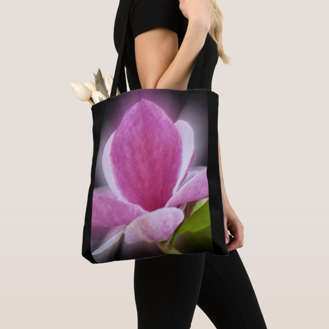 Bolso De Tela flor de magnolia rosa (Detalle)