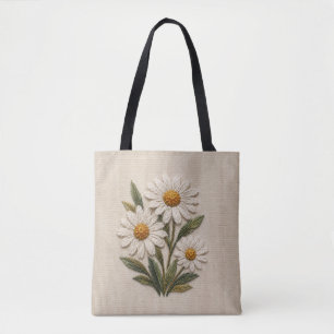Bolso De Tela Flor de margarita bordada