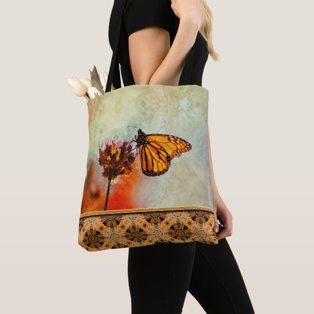 Bolso De Tela Flor de mariposa brillante monarca Mandala Tile (Detalle)