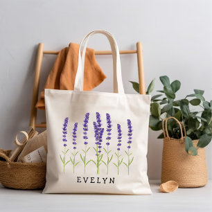 Bolso De Tela Flor de mes de nacimiento de Lavender / Cumpleaños