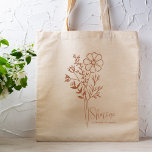 Bolso De Tela Flor de mes de nacimiento personalizada Boho Rust<br><div class="desc">Un hermoso y moderno ramo botánico de cosmos en color rojizo de terracota representa el mes de nacimiento de octubre. El regalo ideal para mostrar a tu persona favorita lo mucho que te importa. Perfecto para todas las ocasiones, incluyendo cumpleaños, mejores amigos, Día de la Madre, regalo de la dama...</div>