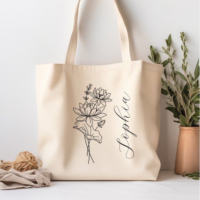 Bolso De Tela Flor de mes de nacimiento personalizada Julio (Subido por el creador)