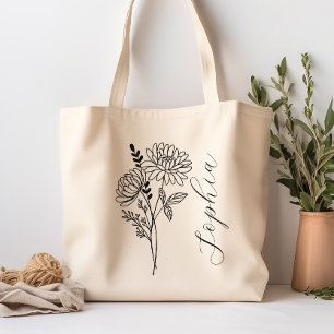 Bolso De Tela Flor de mes de nacimiento personalizada Noviembre