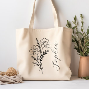 Bolso De Tela Flor de mes de nacimiento personalizada Octubre