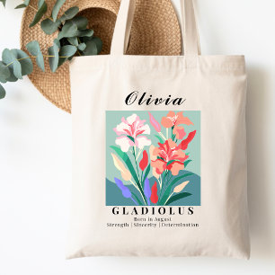 Bolso De Tela Flor de nacimiento de agosto Gladiolus Arte Retro