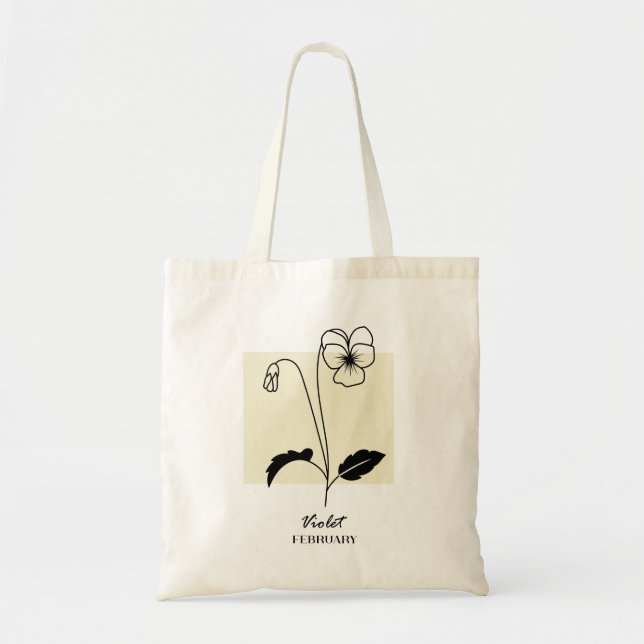 Bolso De Tela Flor de nacimiento de febrero | Morado (Frente)