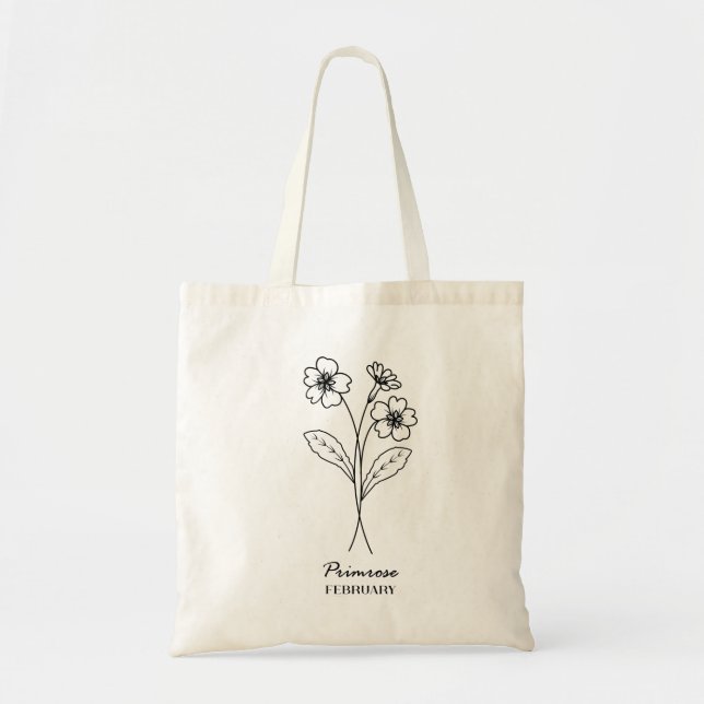 Bolso De Tela Flor de nacimiento de febrero | Prímula (Frente)
