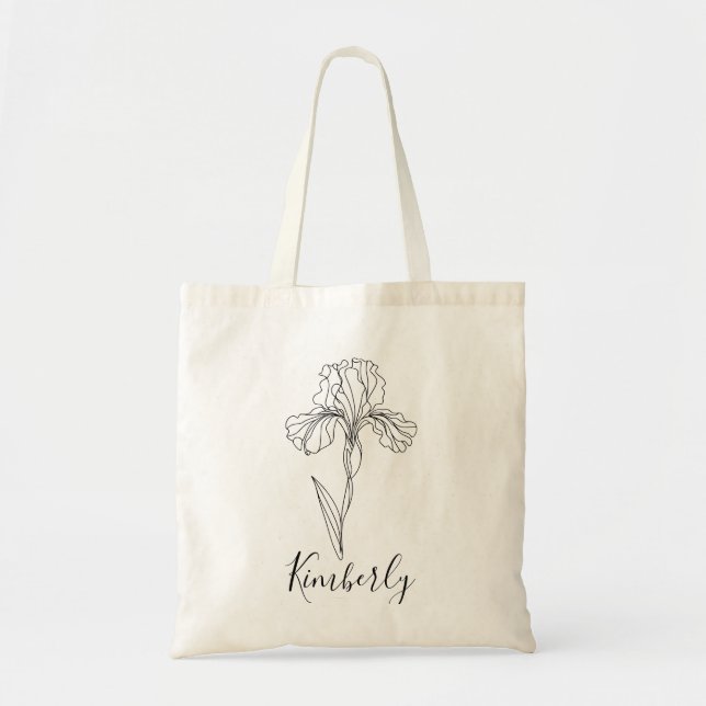 Bolso De Tela Flor de nacimiento personalizada de febrero iris (Frente)