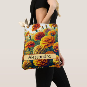 Bolso De Tela Flor de nacimiento personalizada Marigold Octubre