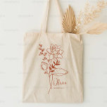 Bolso De Tela Flor de Nacimiento Personalizada Mes de Nacimiento<br><div class="desc">Un hermoso y moderno acuario botánico en un ramo de color rojizo de terracota representa el mes de nacimiento de julio. El regalo ideal para mostrar a tu persona favorita lo mucho que te importa. Perfecto para todas las ocasiones, incluyendo cumpleaños, mejores amigos, Día de la Madre, regalo de la...</div>