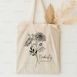 Bolso De Tela Flor de Nacimiento Personalizada Noviembre Boho<br><div class="desc">Un hermoso y moderno ramo botánico de crisantemos representa el mes de nacimiento de noviembre. El regalo ideal para mostrar a tu persona favorita lo mucho que te importa. Perfecto para todas las ocasiones, incluyendo cumpleaños, mejores amigos, Día de la Madre, regalo de la dama de honor, nueva madre, y...</div>