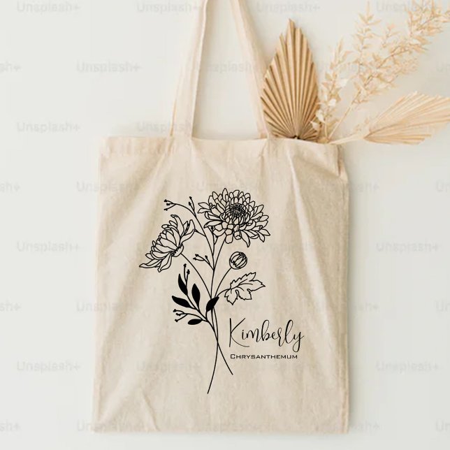 Bolso De Tela Flor de Nacimiento Personalizada Noviembre Boho (Subido por el creador)