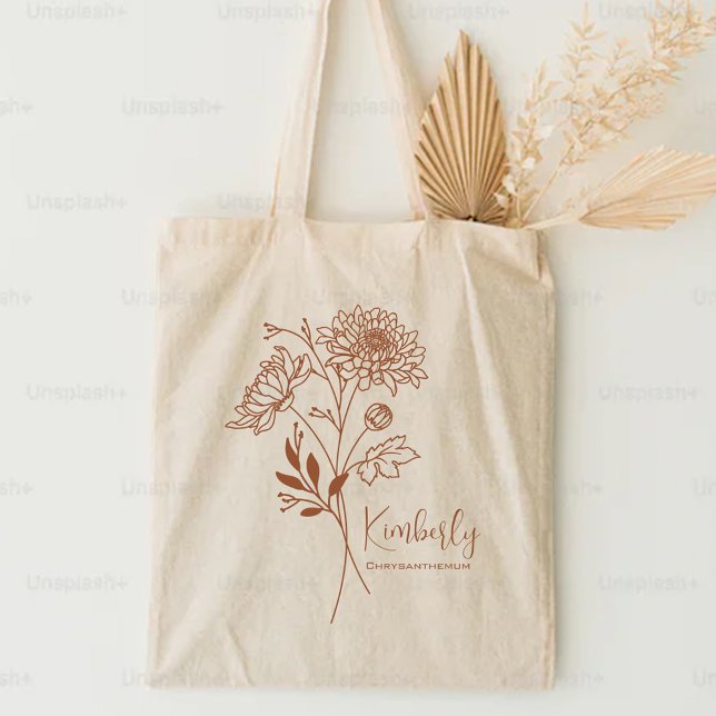 Bolso De Tela Flor de Nacimiento Personalizada Noviembre Boho Ru (Subido por el creador)