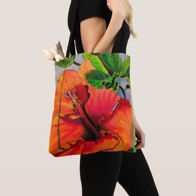 Bolso De Tela Flor de Neon Hibiscus tropical (Detalle)