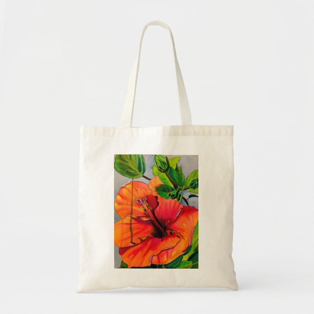 Bolso De Tela Flor de Neon Hibiscus tropical (Frente)