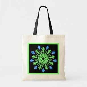 Bolso De Tela Flor de neón verde y azul