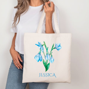 Bolso De Tela Flor de Nieve Azul de Enero, Flor del Mes de Nacim