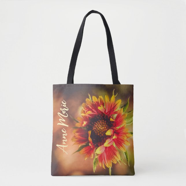 Bolso De Tela Flor de nombre personalizada Cute Girly (Anverso)