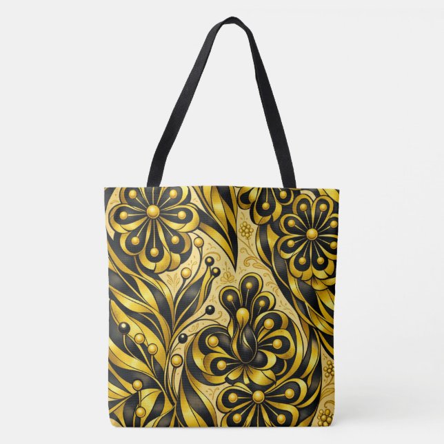 Bolso De Tela Flor de órbita dorada   (Anverso)