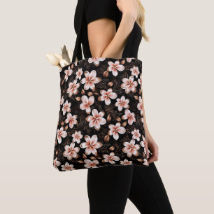 Bolso De Tela Flor de oro rosa rosa rosa negro de Rubor