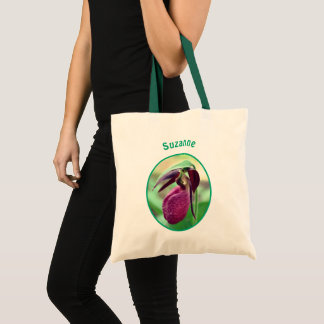 Bolso De Tela Flor de orquídea rosa Lady Slipper personalizada