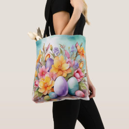 BOLSO DE TELA FLOR DE PASCUA DE PASTEL COLORIDO Y HUEVOS