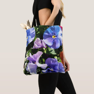Bolso De Tela Flor de pensamiento morada de foto personalizada 