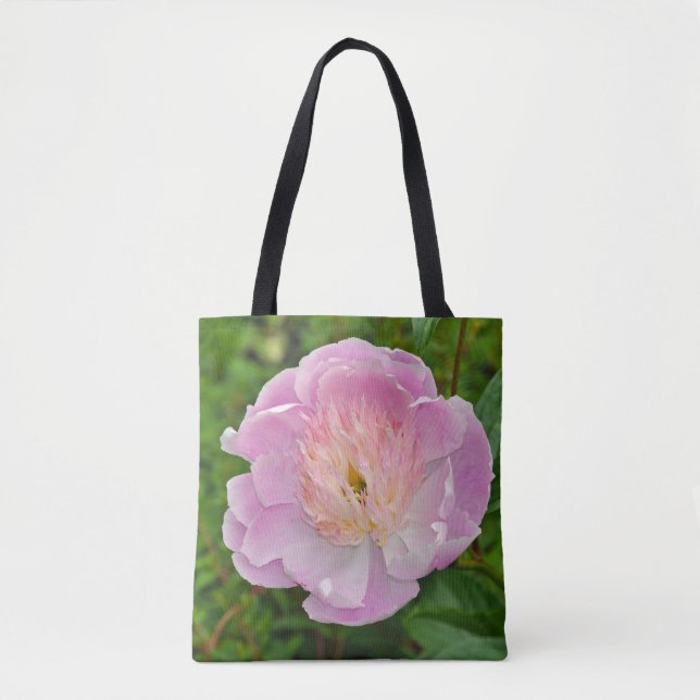Bolso De Tela Flor de peón rosa (Anverso)