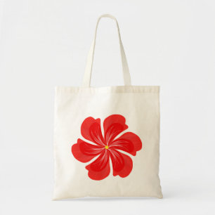 Bolso De Tela Flor de Pétalo Rojo Vibrante - Arte Floral Minimal
