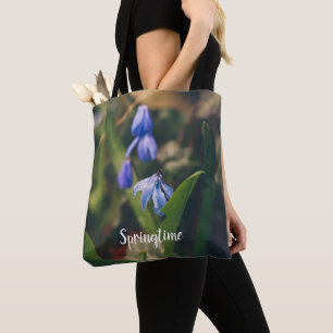Bolso De Tela Flor de primavera azul