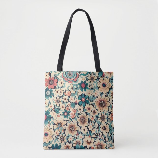 Bolso De Tela Flor de primavera bohemia (Anverso)