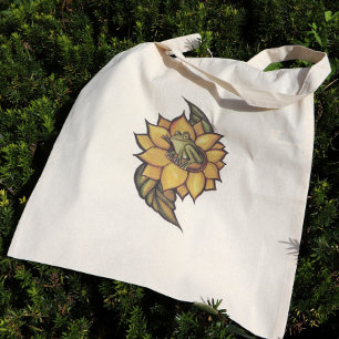 Bolso De Tela Flor de rana de girasol Floral