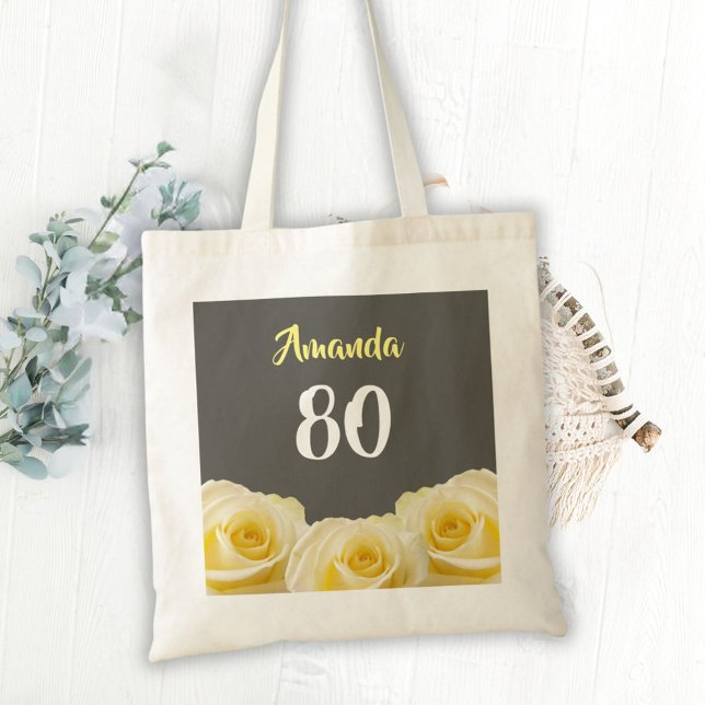 Bolso De Tela Flor de rosa amarilla Floral 80 cumpleaños (Subido por el creador)