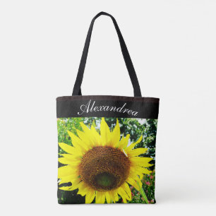 Bolso De Tela Flor de sol personalizada con nombre