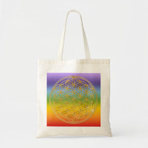 Bolso De Tela Flor De Vida   BG de color oro grande / chakren