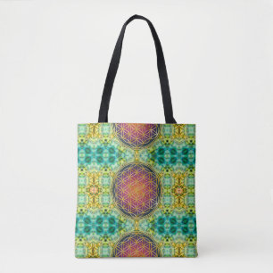 Bolso De Tela Flor de vida / Blume des Lebes - fractal dorado 2