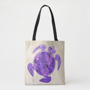 Bolso De Tela Flor de vida / Blume des Lebes - tortuga morada