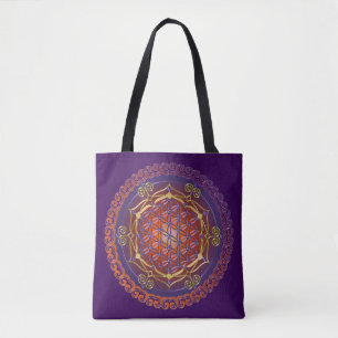 Bolso De Tela Flor De Vida - ¡Con Lotus Ornaments!