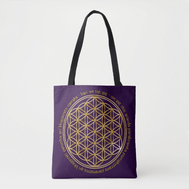 Bolso De Tela Flor de vida con Moola Mantra (Anverso)