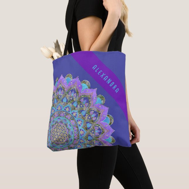Bolso De Tela Flor De Vida - Mandala Estilo India 2 (Detalle)