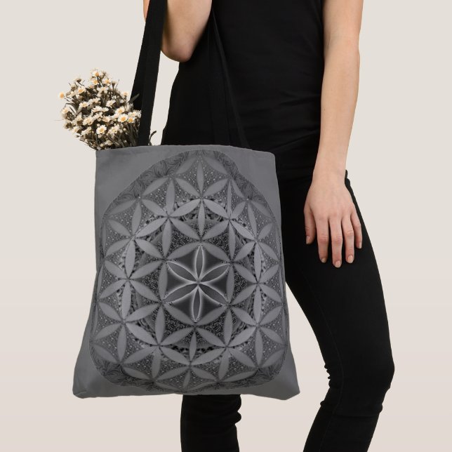 Bolso De Tela Flor de vida Mandala Gray (Detalle)