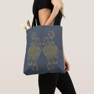 Bolso De Tela Flor De Vida - Ornamentos Espirales 1